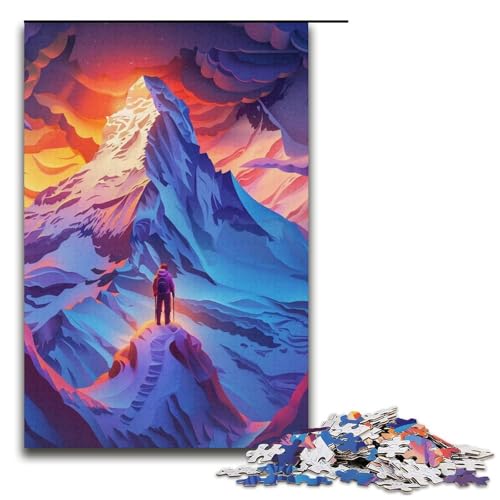 Puzzle für Erwachsene, 1000 Teile, farbenfrohe, schöne Berge, schwieriges Puzzle, hilft dem Gehirn, trainiert süchtig machendes Spielzeug, um Geduld zu fördern (Größe 38 x 26 cm) von WGLINGX