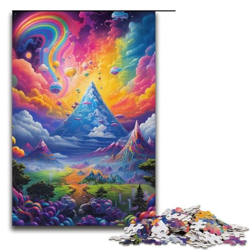Puzzle für Erwachsene, 1000 Teile, farbenfrohe Berglandschaft, Puzzle für Erwachsene, Kartonpuzzle, lustige Spiele, 14,96 x 10,24 Zoll von WGLINGX