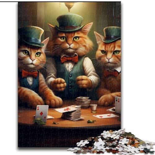 Puzzle für Erwachsene, 1000 Teile, farbenfrohe Kunstkatze, unmögliches Puzzle für Erwachsene, Kinder ab 14 Jahren (Größe 26x38cm) von WGLINGX