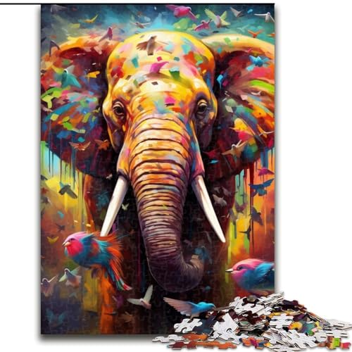 Puzzle für Erwachsene, 1000 Teile, farbenfroher Kunstelefant, 1000 Teile, Puzzlegeschenke, Heimdekorationsgeschenk, Denkspiel (Größe 26x38cm) von WGLINGX