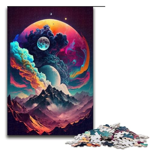 Puzzle für Erwachsene, 1000 Teile, farbenfroher Planet, explodierendes Puzzle für Lernspiele, herausforderndes Spielzeug, tolle Geschenke zu Weihnachten (Größe 50 x 75 cm) von WGLINGX