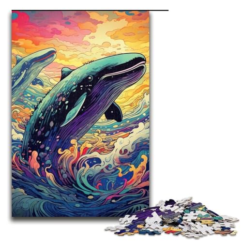 Puzzle für Erwachsene, 1000 Teile, farbenfrohes Blauwal-Puzzle für Erwachsene, Holzpuzzle, Denksportaufgabe, 50 x 75 cm Puzzle für Erwachsene, 1000 Teile, farbenfrohes Blauwal-Puzzle für Erwachsene, Holzpuzzle, Denksportaufgabe, 50 x 75 cm von WGLINGX