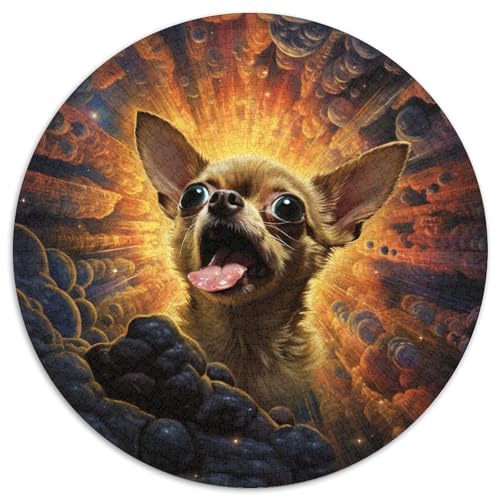 Puzzle für Erwachsene, 1000 Teile, farbenfrohes Chihuahua-Kunst-Puzzle aus Pappe, Spielzeug, Geschenk, pädagogisches, intellektuelles, entspannendes Familienspiel (67,5 x 67,5 cm) von WGLINGX