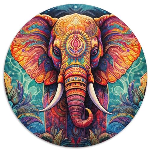 Puzzle für Erwachsene, 1000 Teile, farbenfrohes Elefanten-Kunst-Puzzle aus Pappe, Spielzeug, Geschenk, pädagogisches, intellektuelles, entspannendes Familienspiel (67,5 x 67,5 cm) von WGLINGX