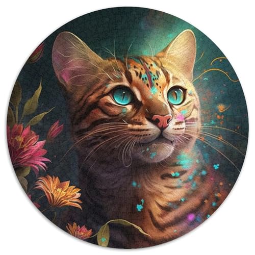 Puzzle für Erwachsene, 1000 Teile, farbenfrohes Katzen-Kunstpuzzle aus Karton mit interaktivem Familienspiel, Kinder ab 14 Jahren (67,5 x 67,5 cm) von WGLINGX