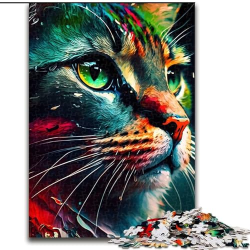 Puzzle für Erwachsene, 1000 Teile, farbenfrohes Katzengesicht, aus Pappe, Geburtstage, Weihnachten, Halloween, Thanksgiving, Ostern, Größe 26x38cm Puzzle für Erwachsene, 1000 Teile, farbenfrohes Katzengesicht, aus Pappe, Geburtstage, Weihnachten, Halloween, Thanksgiving, Ostern, Größe 26x38cm von WGLINGX