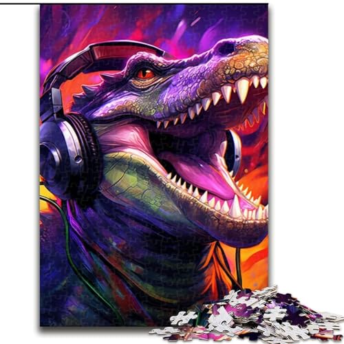 Puzzle für Erwachsene, 1000 Teile, farbenfrohes Krokodil-Kunst-Holzpuzzle, pädagogisches und unterhaltsames Indoor-Spiel für die Heimdekoration (Größe 50x75cm) von WGLINGX