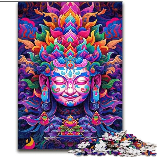 Puzzle für Erwachsene, 1000 Teile, farbenfrohes Kunst-Buddha-Puzzle aus Pappe, DIY-Heimdekor, Denksportspiel für Teenager (Größe 26x38cm) von WGLINGX