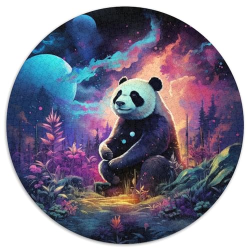 Puzzle für Erwachsene, 1000 Teile, farbenfrohes Panda-Kunst-Puzzle, rund, Aktivität zu Hause für Feiertage, Geburtstage und Spieleabende mit der Familie (67,5 x 67,5 cm) von WGLINGX