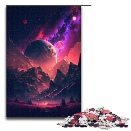 Puzzle für Erwachsene, 1000 Teile, farbenfrohes Planeten-Berge-Puzzle für Erwachsene, Holzpuzzle, anspruchsvolles Spiel (Größe 50 x 75 cm) von WGLINGX