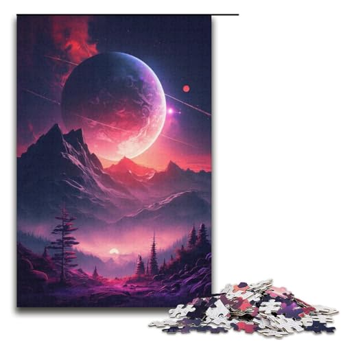 Puzzle für Erwachsene, 1000 Teile, farbenfrohes Planeten-Berge-Puzzle für Erwachsene, Kartonpuzzle, anspruchsvolles Spiel (Größe 38 x 26 cm) von WGLINGX