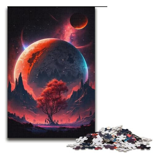 Puzzle für Erwachsene, 1000 Teile, farbenfrohes Planeten-Berge-Puzzle für Lernspiele, herausforderndes Spielzeug, tolle Geschenke zu Weihnachten (Größe 38 x 26 cm) von WGLINGX