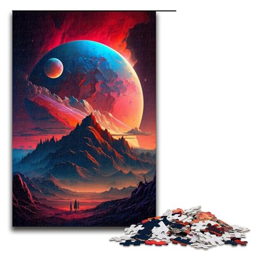 Puzzle für Erwachsene, 1000 Teile, farbenfrohes Planeten-Berge-Puzzle für Lernspiele, herausforderndes Spielzeug, tolle Geschenke zu Weihnachten (Größe 50 x 75 cm) von WGLINGX