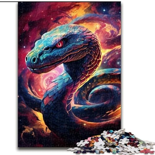 Puzzle für Erwachsene, 1000 Teile, farbenfrohes Schlangen-Kunst-Puzzle, 1000 Teile für Erwachsene, anspruchsvolles Denkspiel für Teenager, Spaß für den Familienspieleabend (Größe 50x75cm) von WGLINGX