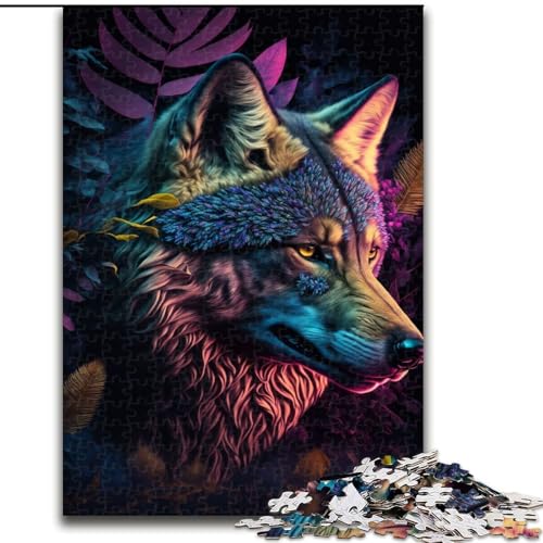 Puzzle für Erwachsene, 1000 Teile, farbenfrohes abstraktes Wolf-Puzzle für Erwachsene, 1000 Teile, ideal als Dekoration für Zuhause und Büro, Geburtstag, Größe 50x75cm von WGLINGX