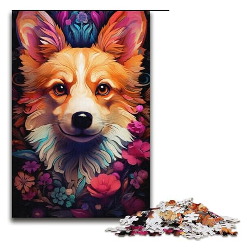 Puzzle für Erwachsene, 1000 Teile, farbiges Corgi-Puzzle, anspruchsvolles Spielspielzeug für die Heimdekoration (Größe 38 x 26 cm) von WGLINGX