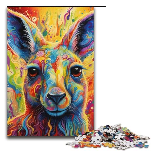 Puzzle für Erwachsene, 1000 Teile, farbiges Känguru-Puzzle für Erwachsene, Kartonpuzzle, lustige Spiele, 14,96 x 10,24 Zoll von WGLINGX