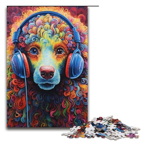 Puzzle für Erwachsene, 1000 Teile, farbiges Pudel-Puzzle für Erwachsene, Kartonpuzzle, anspruchsvolles Spiel, 14,96 x 10,24 Zoll von WGLINGX