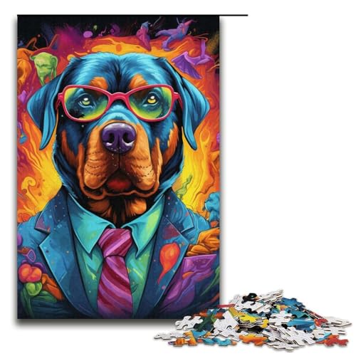 Puzzle für Erwachsene, 1000 Teile, farbiges Rottweiler-Puzzle, Geschenk zum Geburtstag für Teenager ab 14 Jahren, 14,96 x 10,24 Zoll Puzzle für Erwachsene, 1000 Teile, farbiges Rottweiler-Puzzle, Geschenk zum Geburtstag für Teenager ab 14 Jahren, 14,96 x 10,24 Zoll von WGLINGX