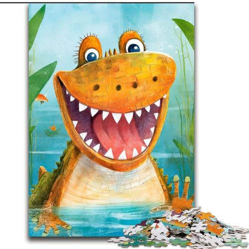 Puzzle für Erwachsene, 1000 Teile, fröhliches Krokodil, Holzpuzzle, Geburtstage, Weihnachten, Halloween, Erntedankfest, Ostern, Größe 26x38cm Puzzle für Erwachsene, 1000 Teile, fröhliches Krokodil, Holzpuzzle, Geburtstage, Weihnachten, Halloween, Erntedankfest, Ostern, Größe 26x38cm von WGLINGX