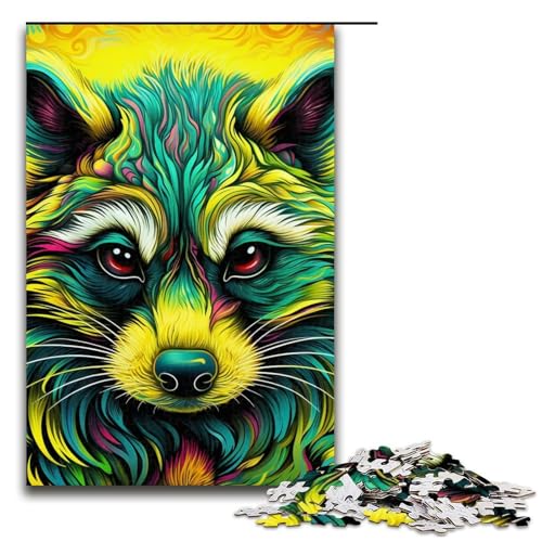 Puzzle für Erwachsene, 1000 Teile, grüner Waschbär, Heimdekoration, Puzzle, Spielzeug, (Größe 50 x 75 cm) von WGLINGX