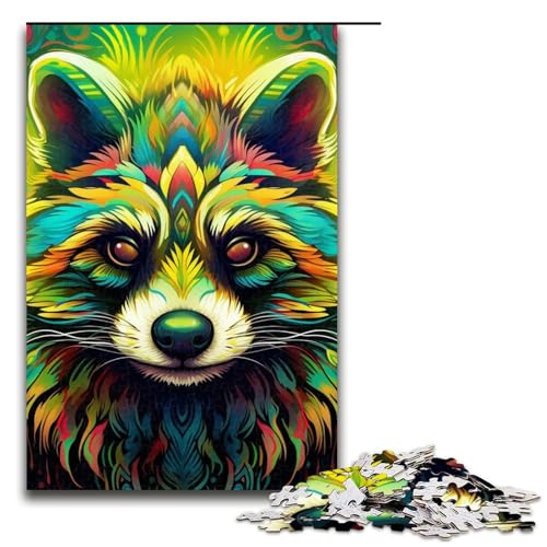Puzzle für Erwachsene, 1000 Teile, grüner Waschbär, Heimdekoration, Puzzle, Spielzeug, (Größe 50 x 75 cm) von WGLINGX