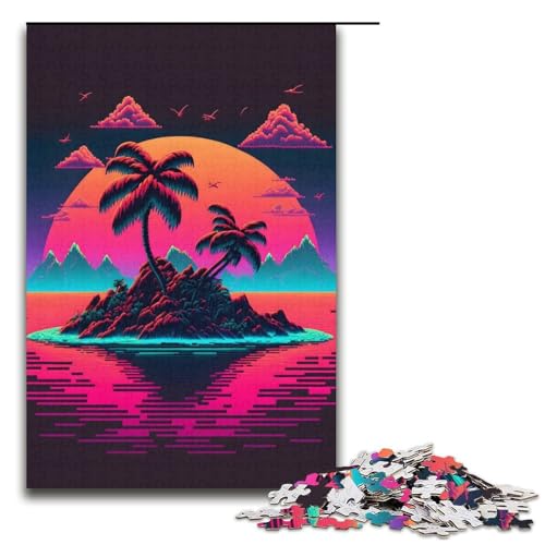 Puzzle für Erwachsene, 1000 Teile, kleine Tropische Insel, das Puzzle Weihnachtswunschliste mit dem Weihnachtsmann (Größe 38 x 26 cm) von WGLINGX