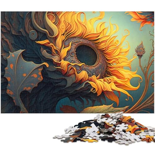 Puzzle für Erwachsene, 1000 Teile, kosmisches Sonnenblumen-Puzzle für Erwachsene, Holzpuzzle, Spielzeug, Wanddekoration (Größe 50 x 75 cm) von WGLINGX