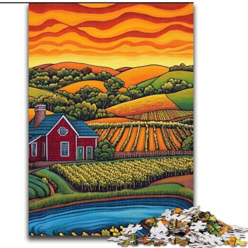 Puzzle für Erwachsene, 1000 Teile, ländliche Kunst, Puzzles, 1000 Teile für Erwachsene, geeignet für Geburtstage, Halloween, Thanksgiving, Ostern (Größe 50x75cm) von WGLINGX