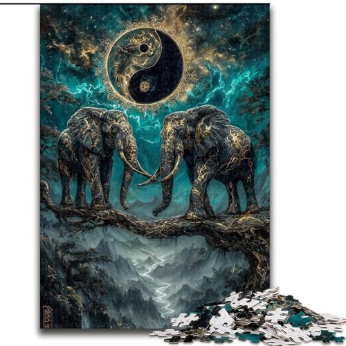 Puzzle für Erwachsene, 1000 Teile, magischer Elefant, 1000 Teile, Heimdekorationsgeschenk, Denkspiel (Größe 26x38cm) von WGLINGX