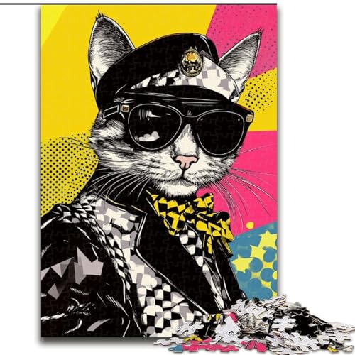 Puzzle für Erwachsene, 1000 Teile, modische Katze, Holzpuzzle für Erwachsene, interaktives Familienspiel, Gehirn-Herausforderungsgeschenk (Größe 50x75cm) von WGLINGX