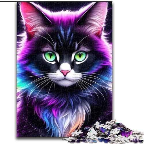 Puzzle für Erwachsene, 1000 Teile, pelziges Katzenporträt, Puzzle für Erwachsene, 1000 Teile, ideal für die Dekoration zu Hause und im Büro, Geburtstag, Größe 26x38cm von WGLINGX