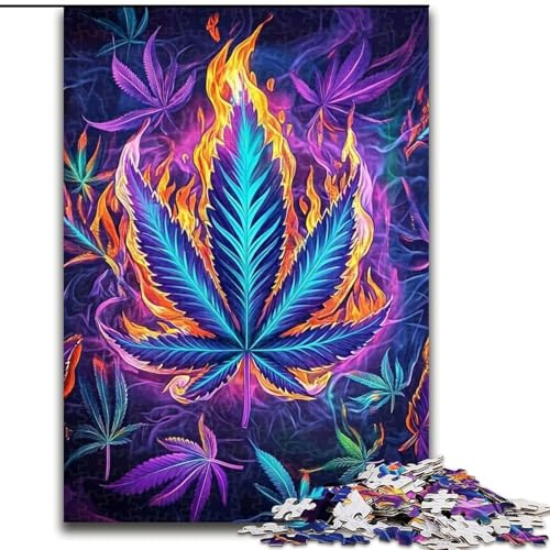 Puzzle für Erwachsene, 1000 Teile, psychedelische Blätter, Papppuzzle, interaktives Familienspiel, geeignet für Kinder ab 14 Jahren (Größe 26x38cm) von WGLINGX