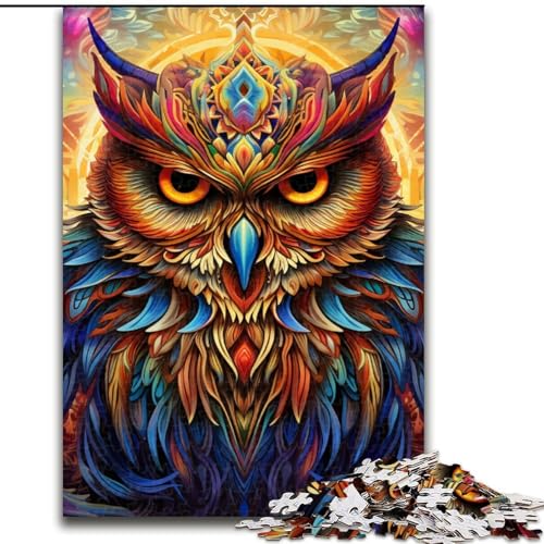Puzzle für Erwachsene, 1000 Teile, psychedelische Eule, Puzzle 1000 Teile für Erwachsene, anspruchsvolles Denkspiel für Teenager, Spaß für den Spieleabend mit der Familie (Größe 50x75cm) von WGLINGX