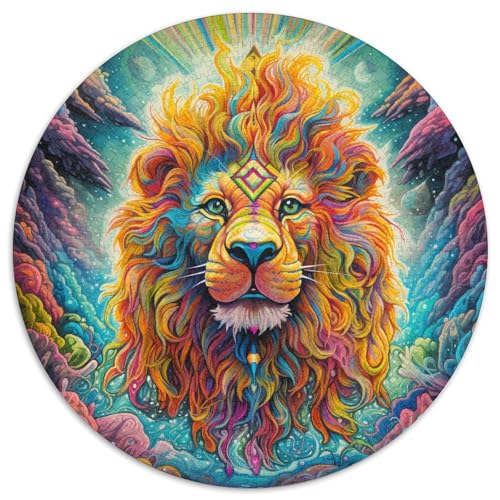Puzzle für Erwachsene, 1000 Teile, psychedelische Löwen, rundes Puzzle, interaktives Familienspiel, Denksportaufgabe als Geschenk, Lernspielzeug (67,5 x 67,5 cm) von WGLINGX