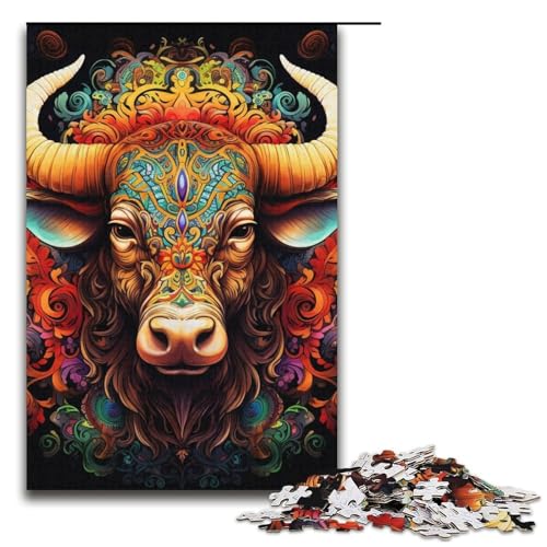 Puzzle für Erwachsene, 1000 Teile, psychedelisches Büffelspielzeug, Denkspiel, jedes Teil ist einzigartig – anspruchsvolles Familienspaßspiel, 37,6 x 26,9 cm Puzzle für Erwachsene, 1000 Teile, psychedelisches Büffelspielzeug, Denkspiel, jedes Teil ist einzigartig – anspruchsvolles Familienspaßspiel, 37,6 x 26,9 cm von WGLINGX