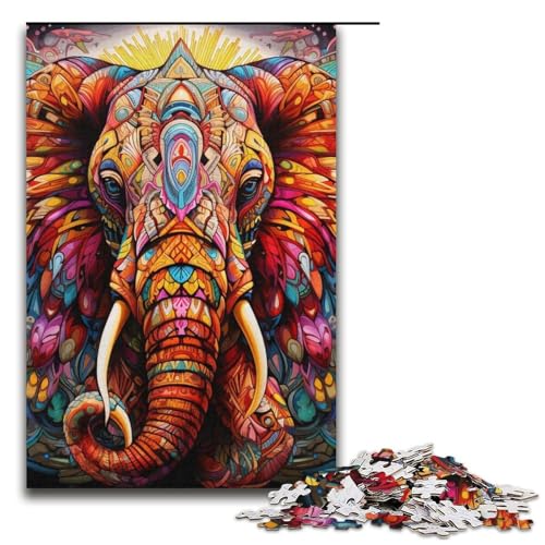 Puzzle für Erwachsene, 1000 Teile, psychedelisches Elefantenspielzeug, Denkspiel, jedes Teil ist einzigartig – anspruchsvolles Familienspaßspiel, 37,6 x 26,9 cm von WGLINGX
