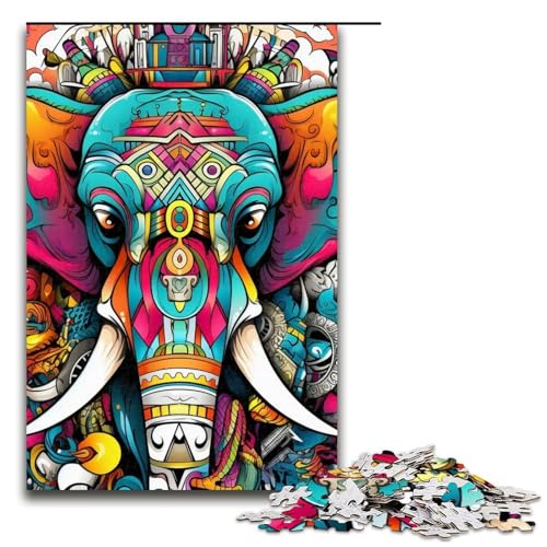 Puzzle für Erwachsene, 1000 Teile, psychedelisches Elefantenspielzeug, Denkspiel, jedes Teil ist einzigartig – anspruchsvolles Familienspaßspiel, 50 x 75 cm Puzzle für Erwachsene, 1000 Teile, psychedelisches Elefantenspielzeug, Denkspiel, jedes Teil ist einzigartig – anspruchsvolles Familienspaßspiel, 50 x 75 cm von WGLINGX