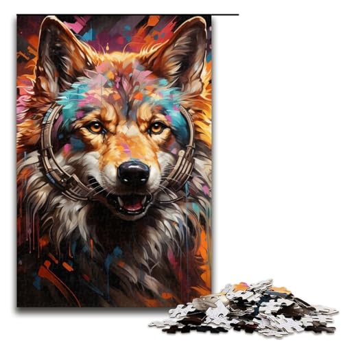Puzzle für Erwachsene, 1000 Teile, psychedelisches Tier, Wolf, Puzzle für Erwachsene, Holzpuzzle, anspruchsvolles Spiel, 50 x 75 cm Puzzle für Erwachsene, 1000 Teile, psychedelisches Tier, Wolf, Puzzle für Erwachsene, Holzpuzzle, anspruchsvolles Spiel, 50 x 75 cm von WGLINGX