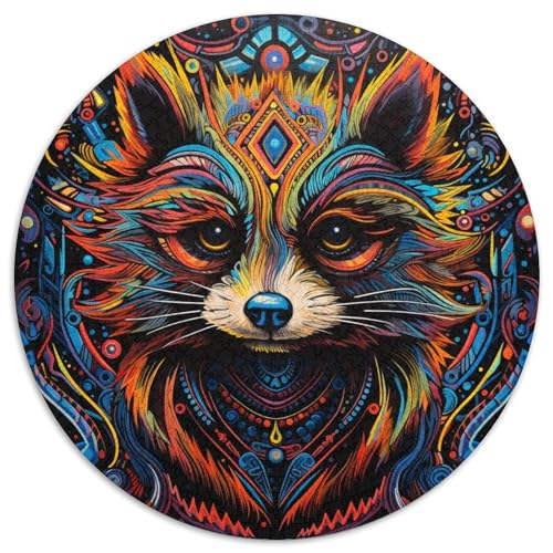 Puzzle für Erwachsene, 1000 Teile, psychedelisches Tier-Waschbär-Papppuzzle mit interaktivem Familienspiel, Kinder ab 14 Jahren (67,5 x 67,5 cm) von WGLINGX
