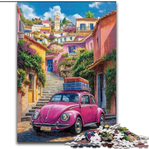 Puzzle für Erwachsene, 1000 Teile, rosa Auto, 1000 Teile, Puzzle für Erwachsene, Lernspiel, Herausforderungsspielzeug (Größe 50x75cm) von WGLINGX