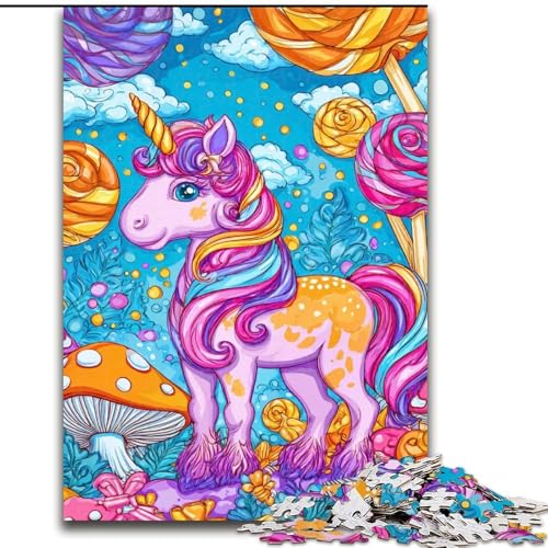 Puzzle für Erwachsene, 1000 Teile, rosa Einhorn-Puzzle für Erwachsene, 1000 Teile, für Teenager, Familien-Lernspiele, Heimdekoration, Geschenk (Größe 50x75cm) von WGLINGX