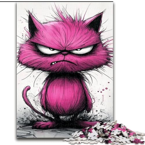 Puzzle für Erwachsene, 1000 Teile, rosa Katze, Holzpuzzle für Erwachsene, Familienaktivitätsspiel für Teenager, anspruchsvolles Denkspiel (Größe 50x75cm) von WGLINGX