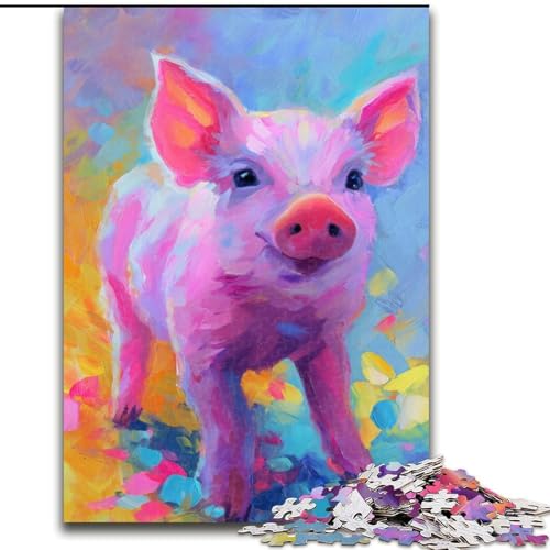 Puzzle für Erwachsene, 1000 Teile, rosa Schwein, 1000 Teile, Puzzle-Geschenke, entspannende Unterhaltung, Heimdekoration (Größe 50x75cm) von WGLINGX
