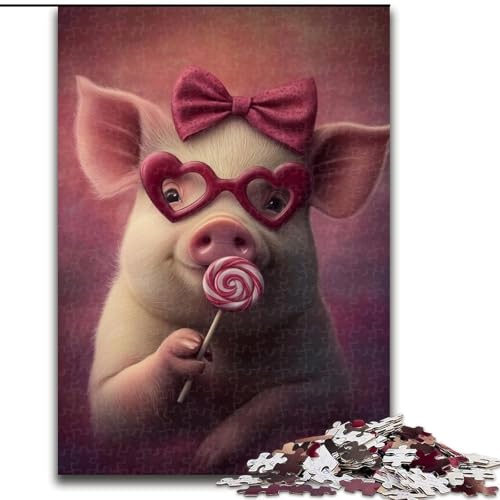 Puzzle für Erwachsene, 1000 Teile, rosa Schwein, 1000 Teile, Puzzle für Erwachsene, Lernspiel, Herausforderungsspielzeug (Größe 50x75cm) von WGLINGX
