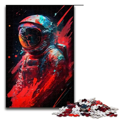 Puzzle für Erwachsene, 1000 Teile, roter Astronaut, Heimdekoration, Puzzle, Spielzeug, (Größe 50 x 75 cm) von WGLINGX
