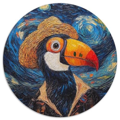 Puzzle für Erwachsene, 1000 Teile, rundes Van-Gogh-Papagei-Puzzle für 1000 Teile, Geburtstagsgeschenkidee, anspruchsvolles Denkspiel (67,5x67,5cm) von WGLINGX