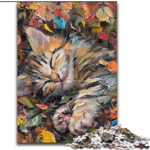 Puzzle für Erwachsene, 1000 Teile, schlafende Katze, 1000 Teile, Puzzle für Erwachsene, Lernspiel, Herausforderungsspielzeug (Größe 26x38cm) von WGLINGX