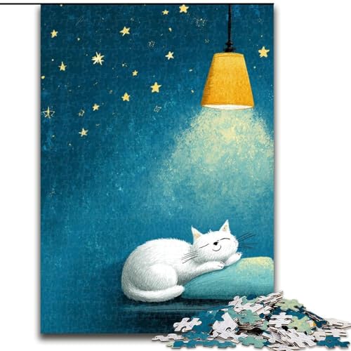 Puzzle für Erwachsene, 1000 Teile, schlafende Katze, 1000-teiliges Puzzle, Familienaktivität, einzigartiges Geschenk für Feiertage und Geburtstage (Größe 26x38cm) von WGLINGX