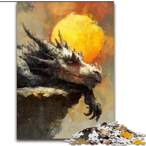 Puzzle für Erwachsene, 1000 Teile, schlafender Drache, Holzpuzzle, Denkspiel für Teenager, Familienspieleabend (Größe 50x75cm) von WGLINGX